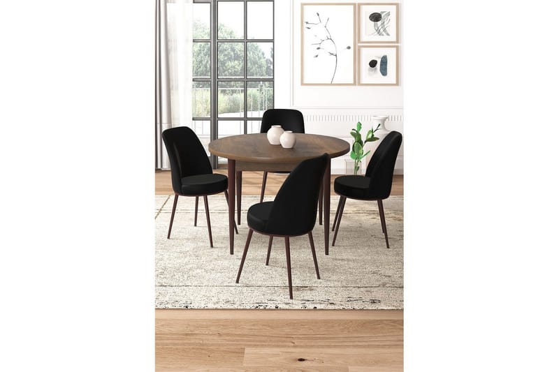 Tor Spisegruppe 4-personers - Brun/Sort - Møbler - Borde - Spisebordssæt
