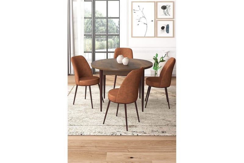 Tor Spisegruppe 4-personers - Brun/Rød - Møbler - Borde - Spisebordssæt