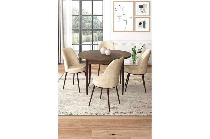 Tor Spisegruppe 4-personers - Brun/Beige - Møbler - Borde - Spisebordssæt