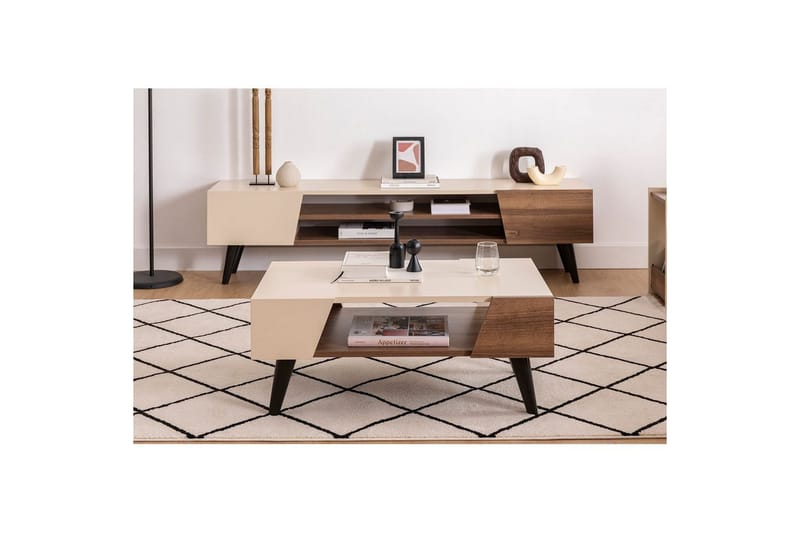 Torin Sofabord 90 cm - Valnød/Beige - Møbler - Borde - Sofabord