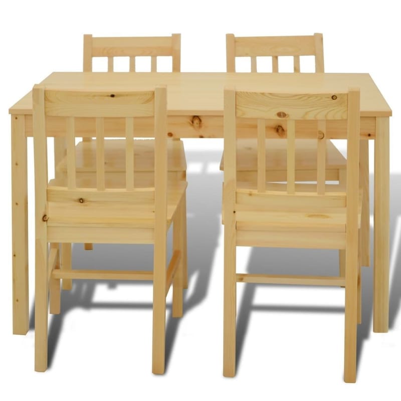 Træ Spisebord Med 4 Stole - Naturgrøn - Brun - Spisebordssæt