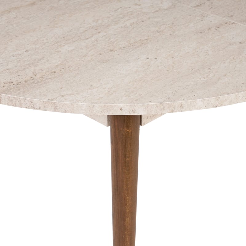 Tralven spisebord 131 cm rundt - Travertin og Valnød - Møbler - Borde - Spisebord og køkkenbord