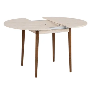 Tralven spisebord 131 cm rundt - Travertin og Valnød - Møbler - Borde - Spisebord og køkkenbord