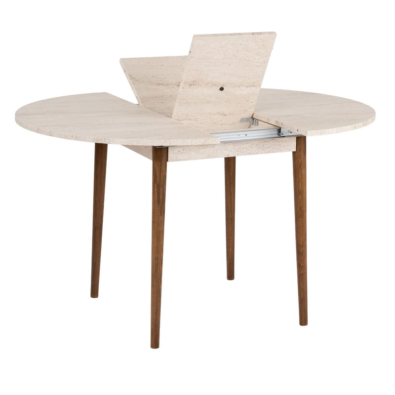 Tralven spisebord 131 cm rundt - Travertin og Valnød - Møbler - Borde - Spisebord og køkkenbord