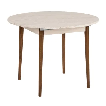 Tralven spisebord 131 cm rundt - Travertin og Valnød - Møbler - Borde - Spisebord og køkkenbord