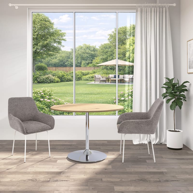 Trumpet spisebord rundt 110 cm - Eg/krom - Møbler - Borde - Spisebord og køkkenbord