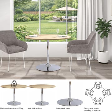 Trumpet spisebord rundt 110 cm - Eg/krom - Møbler - Borde - Spisebord og køkkenbord