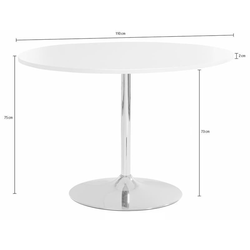 Trumpet spisebord rundt 110 cm - Eg/krom - Møbler - Borde - Spisebord og køkkenbord