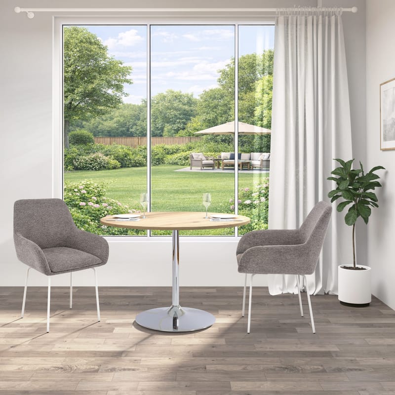Trumpet spisebord rundt 110 cm - Eg/krom - Møbler - Borde - Spisebord og køkkenbord