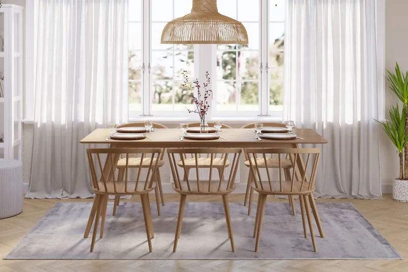 Tyrö Spisebordssæt med 6 Tyrö Armlænssstole - Oak/Oak - Møbler - Borde - Spisebordssæt