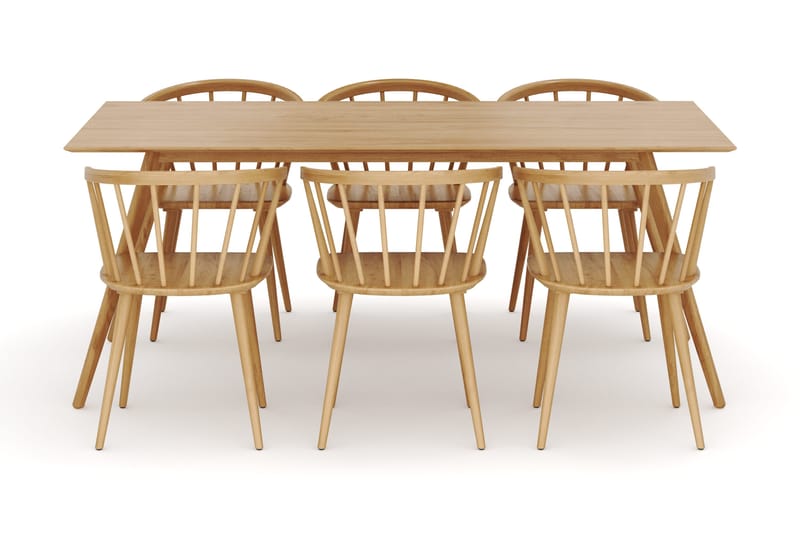 Tyrö Spisebordssæt med 6 Tyrö Armlænssstole - Oak/Oak - Møbler - Borde - Spisebordssæt