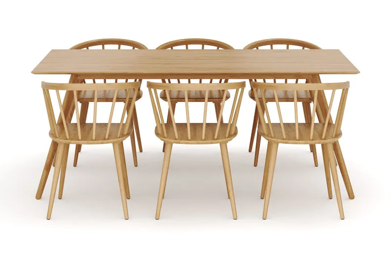 Tyrö Spisebordssæt med 6 Tyrö Armlænssstole - Oak/Oak - Møbler - Borde - Spisebordssæt