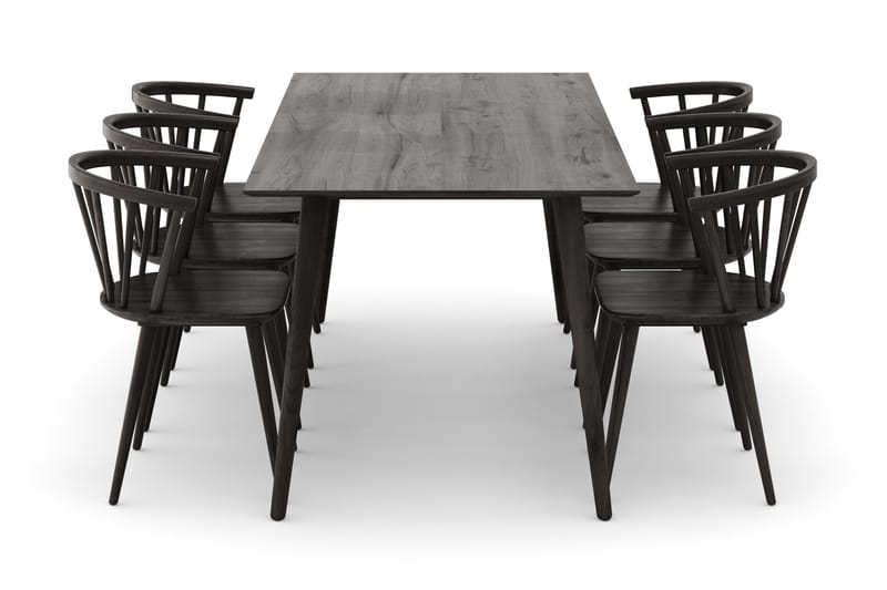 Tyrö Spisebordssæt med 6 Tyrö Armlænssstole - Smoked Oak/Smoked Oak - Møbler - Borde - Spisebordssæt