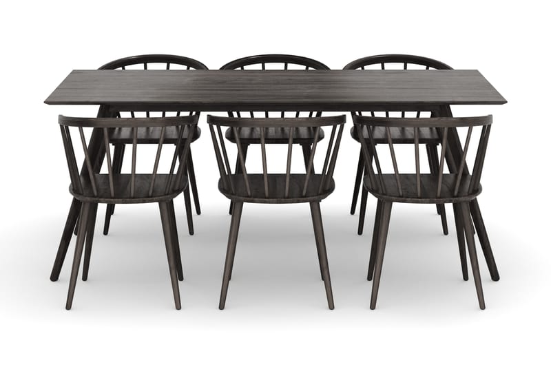 Tyrö Spisebordssæt med 6 Tyrö Armlænssstole - Smoked Oak/Smoked Oak - Møbler - Borde - Spisebordssæt