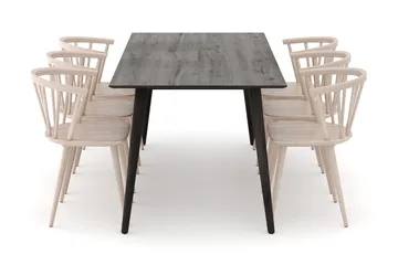 Tyrö Spisebordssæt med 6 Tyrö Armlænssstole - Smoked Oak/Whitewash - Møbler - Borde - Spisebordssæt
