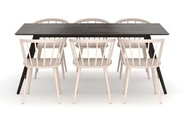 Tyrö Spisebordssæt med 6 Tyrö Armlænssstole - Smoked Oak/Whitewash - Møbler - Borde - Spisebordssæt