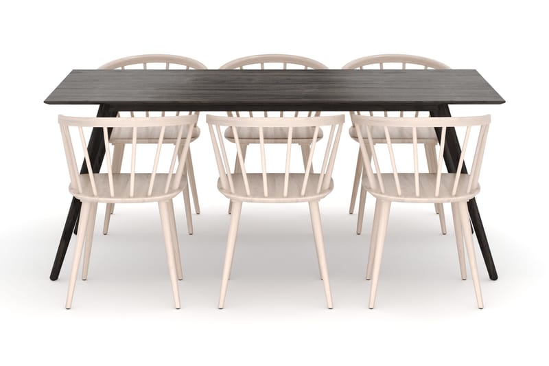Tyrö Spisebordssæt med 6 Tyrö Armlænssstole - Smoked Oak/Whitewash - Møbler - Borde - Spisebordssæt