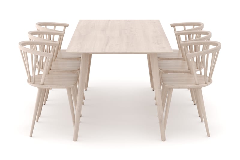 Tyrö Spisebordssæt med 6 Tyrö Armlænssstole - Møbler - Borde - Spisebordssæt