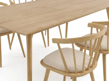 Tyrö spisegruppe 190 cm eg med 6 stk. Tyrö armstole med hynde - Eg - Møbler - Borde - Spisebordssæt