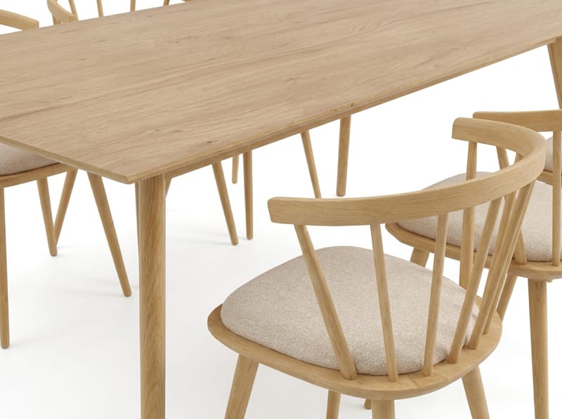 Tyrö spisegruppe 190 cm eg med 6 stk. Tyrö armstole med hynde - Eg - Møbler - Borde - Spisebordssæt