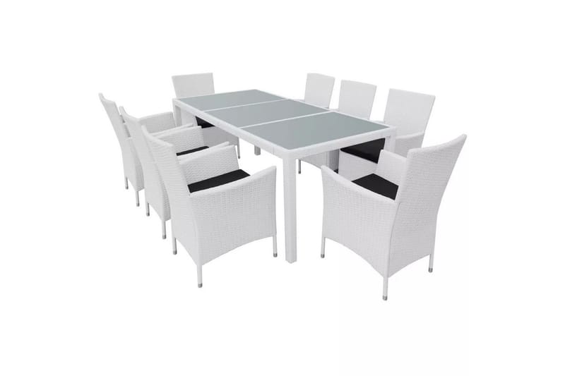 Udendørs Spisebordssæt 9 Dele Polyrattan Cremefarvet - Hvid - Spisebordssæt