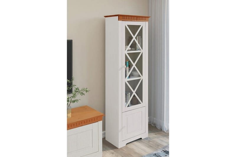 Udstillingsskab Lisa Hvid/Honning - Hvid/Honning - Opbevaring - Skab - Vitrineskabe