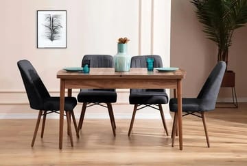 Udtrækkeligt spisebord- og stolssæt (5 dele) Homitis Lidyana (130 x 76 x 80 cm) Antracit - Antracit - Møbler - Borde - Spisebordssæt