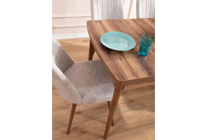 Udtrækkeligt spisebord- og stolssæt (5 dele) Homitis Lidyana (130 x 76 x 80 cm) Creme - Møbler - Borde - Spisebordssæt