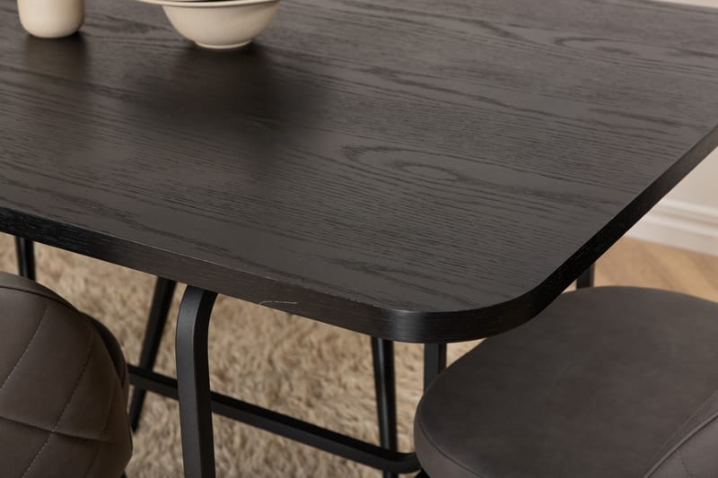 Unos Spisebordssæt 200 cm inkl 6 Velvets Stole - Sort/Grå - Spisebordssæt