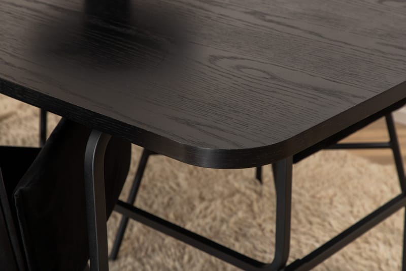 Unos Spisebordssæt 200 cm Rektangulær med 4 Petra Stole - Svart - Møbler - Borde - Spisebordssæt