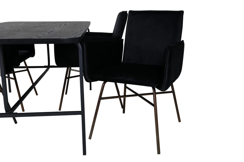 Unos Spisebordssæt 200 cm Rektangulær med 4 Petra Stole - Svart - Møbler - Borde - Spisebordssæt