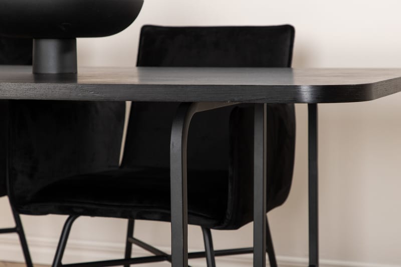 Unos Spisebordssæt 200 cm Rektangulær med 4 Petra Stole - Svart - Møbler - Borde - Spisebordssæt