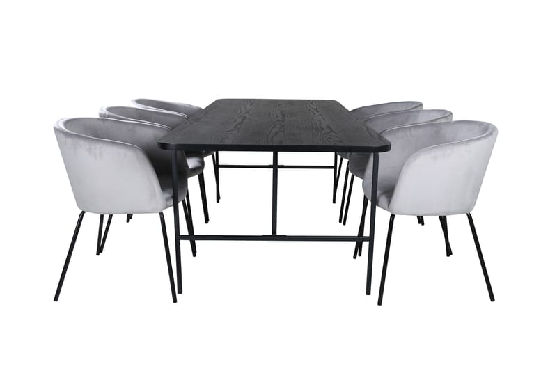 Unos Spisebordssæt 200 cm Rektangulær med 6 Berit Stole, Svart