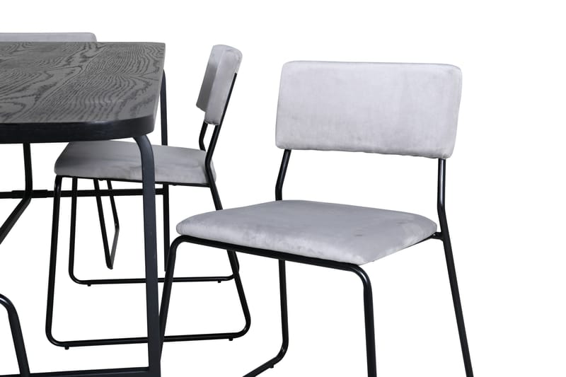 Unos Spisebordssæt 200 cm Rektangulær med 6 Kenth Stole - Svart - Møbler - Borde - Spisebordssæt