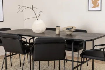 Unos Spisebordssæt 200 cm Rektangulær med 6 Tvist Stole - Svart - Møbler - Borde - Spisebordssæt