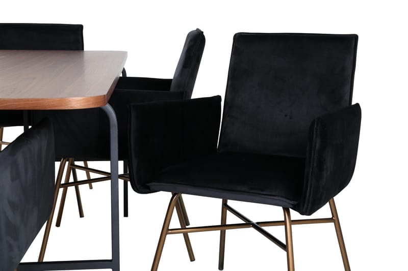 Unos Spisebordssæt 200 cm Rektangulær med 6 Petra Stole - Svart - Møbler - Borde - Spisebordssæt