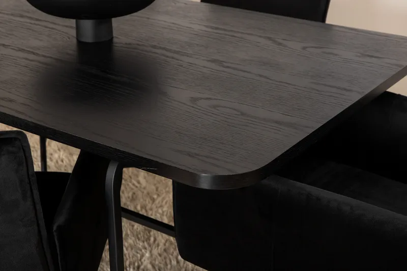 Unos Spisebordssæt 200 cm Rektangulær med 6 Petra Stole - Svart - Møbler - Borde - Spisebordssæt