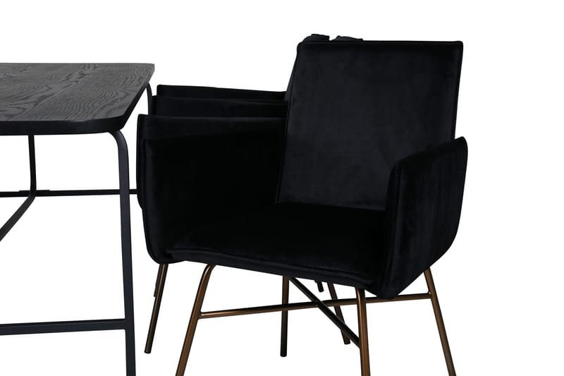 Unos Spisebordssæt 200 cm Rektangulær med 6 Petra Stole - Svart - Møbler - Borde - Spisebordssæt