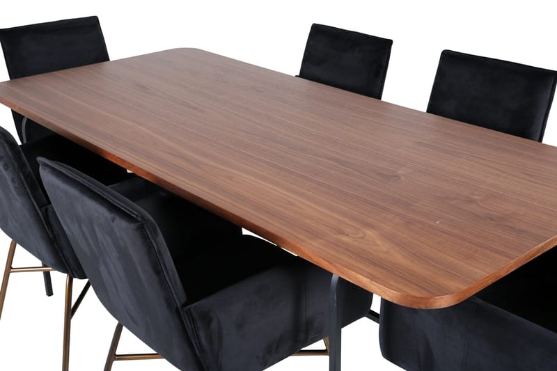 Unos Spisebordssæt 200 cm Rektangulær med 6 Petra Stole - Svart - Møbler - Borde - Spisebordssæt