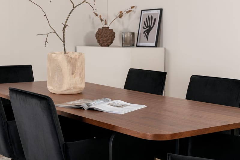 Unos Spisebordssæt 200 cm Rektangulær med 6 Petra Stole - Svart - Møbler - Borde - Spisebordssæt