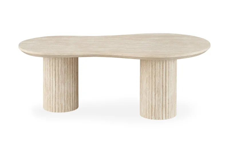 Uppveda Asymmetrisk Sofabord 130x70 cm med Travertinudseende, Beige