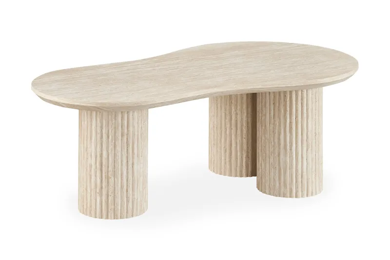 Uppveda Asymmetrisk Sofabord 130x70 cm med Travertinudseende - Beige - Møbler - Borde - Sofabord