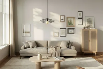 Uppveda asymmetrisk sofabord med travertinlook 130x70 cm - Beige - Møbler - Borde - Sofabord