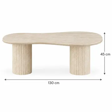 Uppveda asymmetrisk sofabord med travertinlook 130x70 cm - Beige - Møbler - Borde - Sofabord
