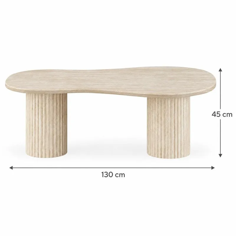 Uppveda asymmetrisk sofabord med travertinlook 130x70 cm - Beige - Møbler - Borde - Sofabord