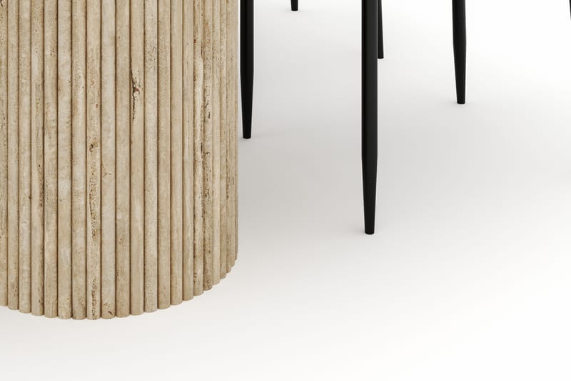 Uppveda Ovalt Spisebord 180x90 cm med 4 Sawako Stole - Beige - Møbler - Borde - Spisebordssæt