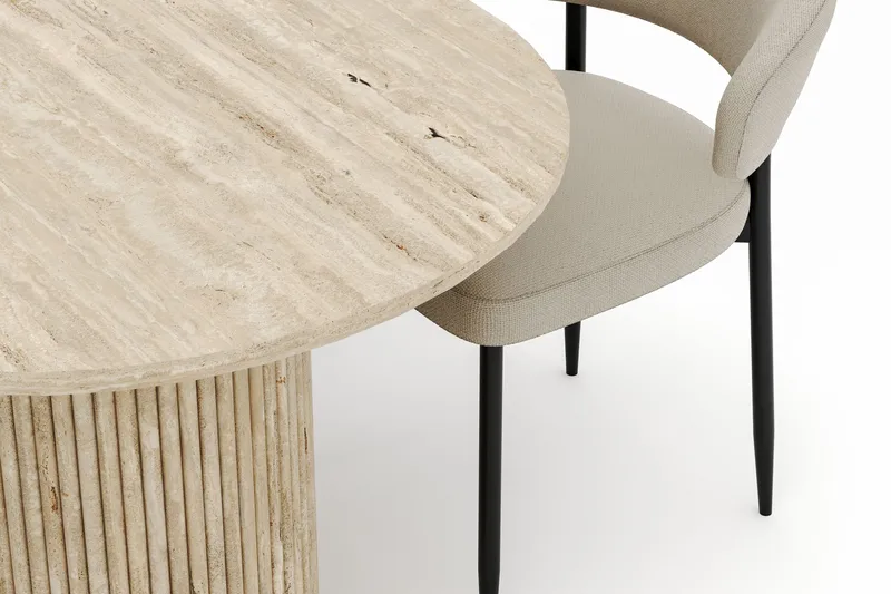 Uppveda Ovalt Spisebord 180x90 cm med 4 Sawako Stole - Beige - Møbler - Borde - Spisebordssæt