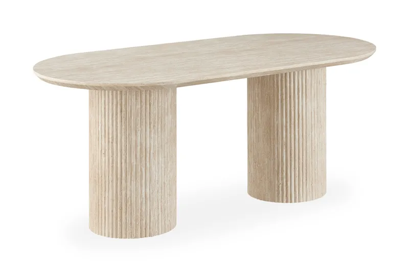 Uppveda Ovalt Spisebord 180x90 cm Travertinlook - Beige - Møbler - Borde - Spisebord og køkkenbord