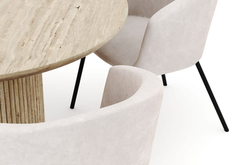 Uppveda Rundt Spisebord 120 cm med 4 Berit Stole - Beige - Møbler - Borde - Spisebordssæt