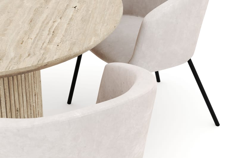 Uppveda Rundt Spisebord 120 cm med 4 Berit Stole - Beige - Møbler - Borde - Spisebordssæt